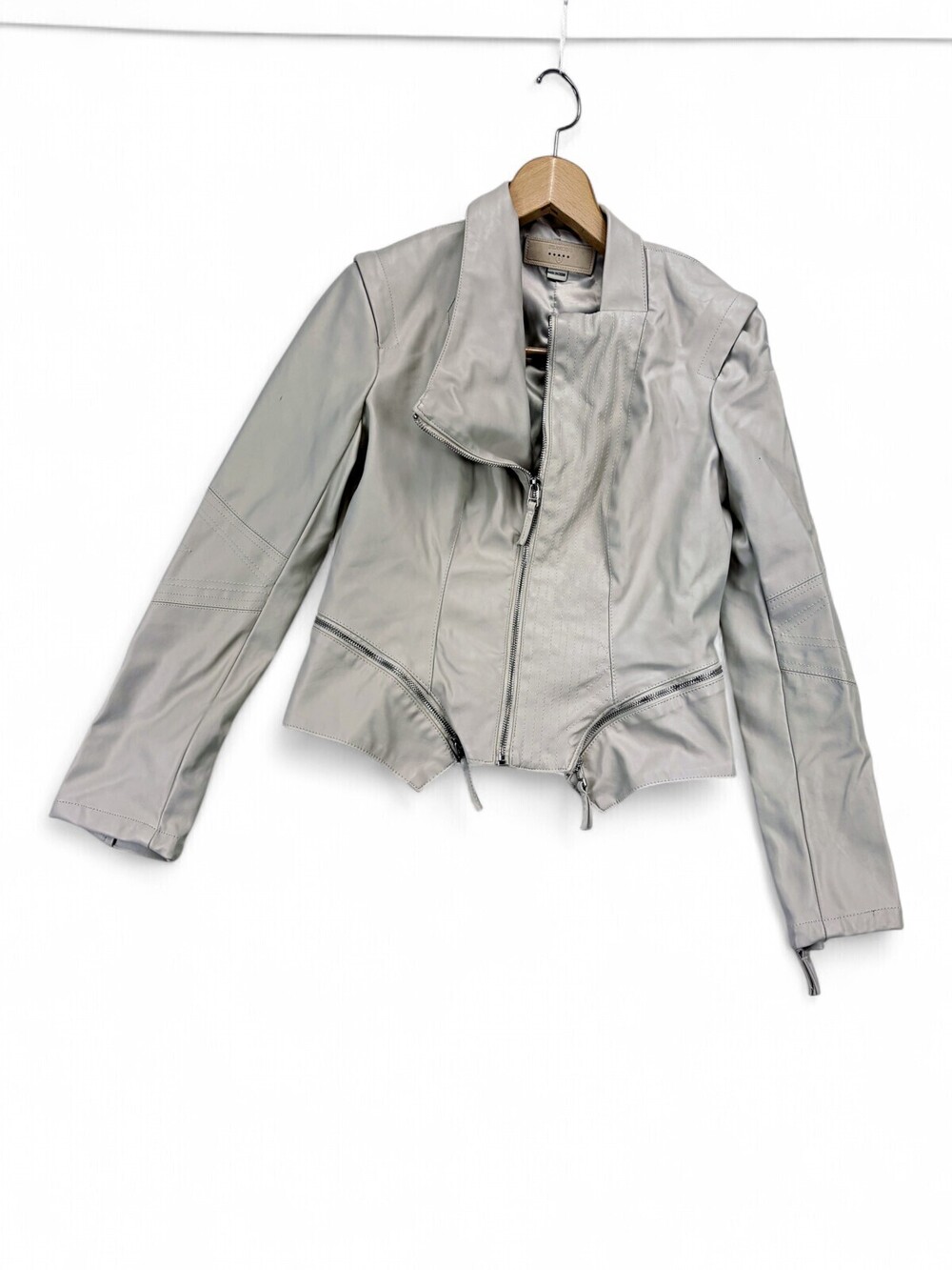 Blank NYC Faux Leather Moto Jacket Sz S - Light Gray